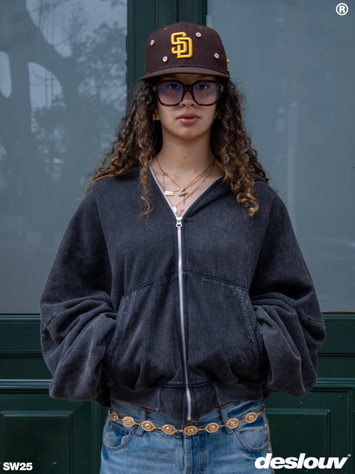 ZIP HOODIE VINTAGE BLACK®