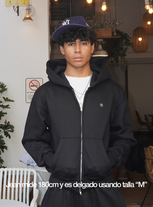 BLACK DOBLE ZIP HOODIE®