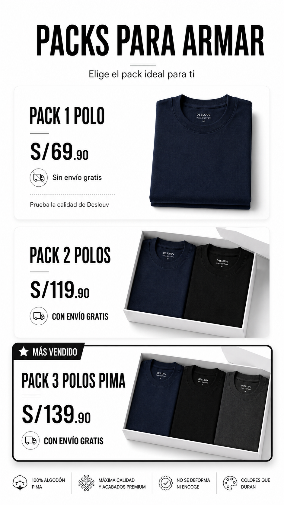 PACK 3 T-SHIRT PIMA