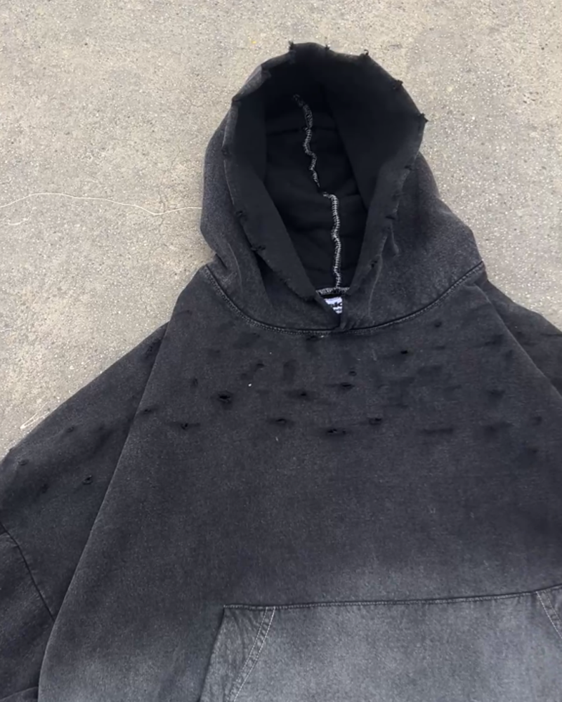 DISTRESSED BLACK HOODIE®
